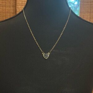 Elegant Gold Necklace with Druzy Quarts Pendant